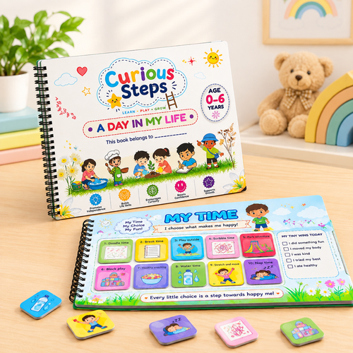 Curious Steps – A Day in My Life | Reusable Velcro Busy Book (0–6 Years)
